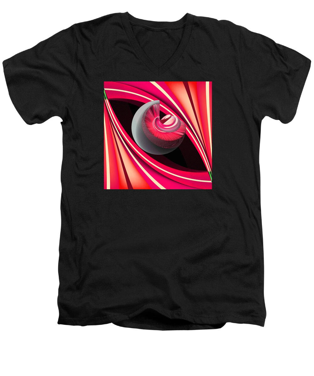Pink Men's V-Neck T-Shirt featuring the digital art Making Pink Planets by Angelina Tamez