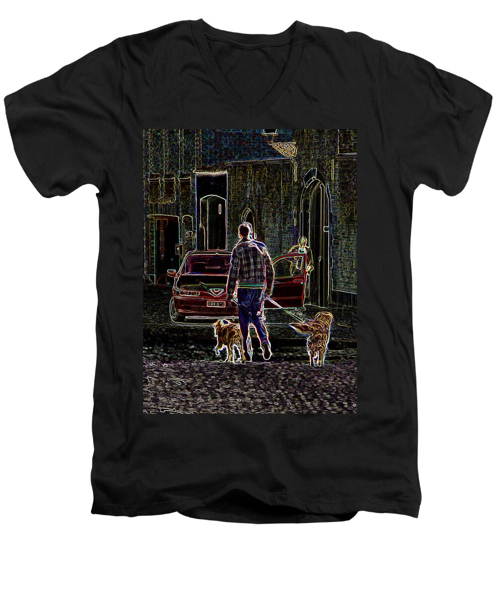 Photograph Men's V-Neck T-Shirt featuring the photograph Man and Best Friends by Rhonda McDougall