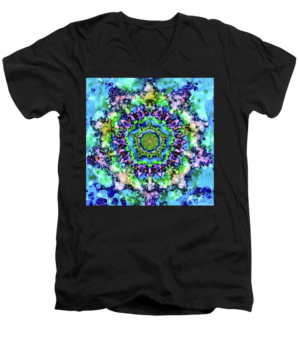 Mandala Men's V-Neck T-Shirt featuring the digital art Mandala Art 1 by Patricia Lintner