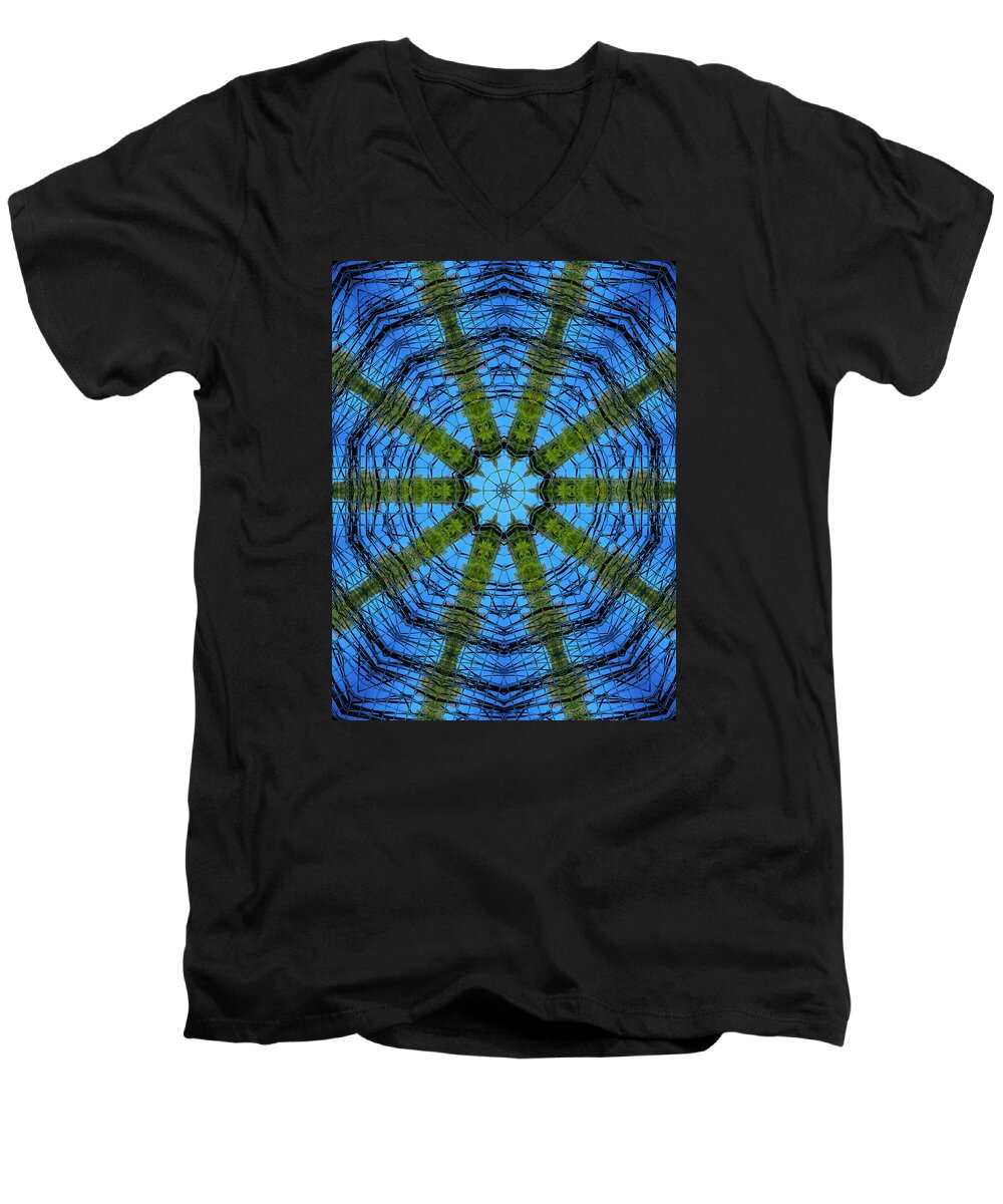 Mandala Kaleidoscopic Design Men's V-Neck T-Shirt featuring the painting Mandala Kaleidoscopic Design 2 by Jeelan Clark