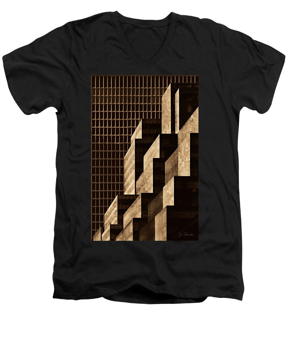New York Men's V-Neck T-Shirt featuring the digital art Manhattan No. 3 by Joe Bonita