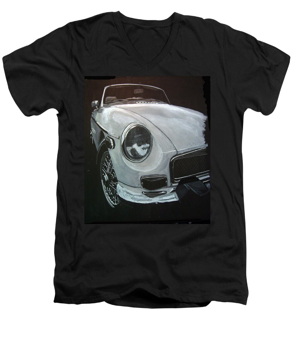 Mgb Men's V-Neck T-Shirt featuring the painting MGB by Richard Le Page