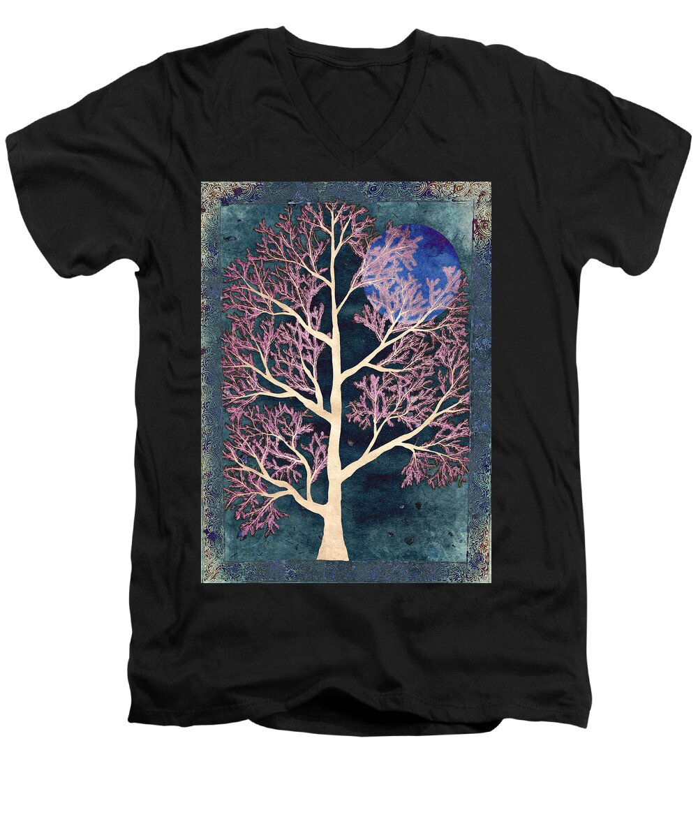 Treescape Men's V-Neck T-Shirt featuring the digital art Midnight by Sumit Mehndiratta