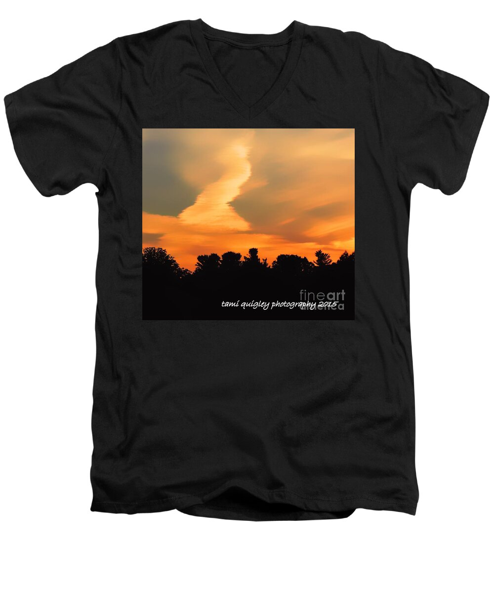 Sunset Men's V-Neck T-Shirt featuring the photograph Midsummerset by Tami Quigley