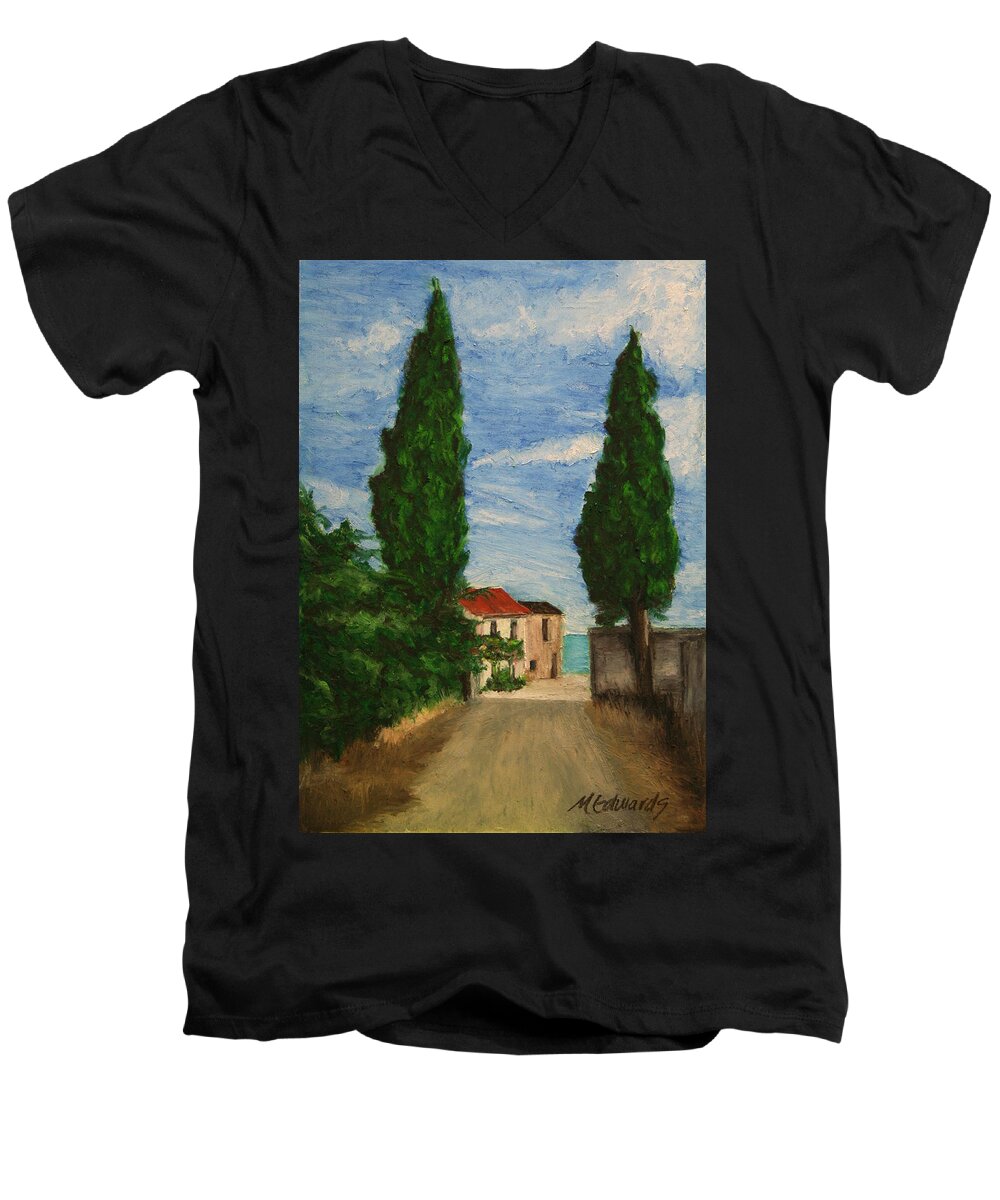 Mini Men's V-Neck T-Shirt featuring the painting Mini Painting, Portugal by Marna Edwards Flavell