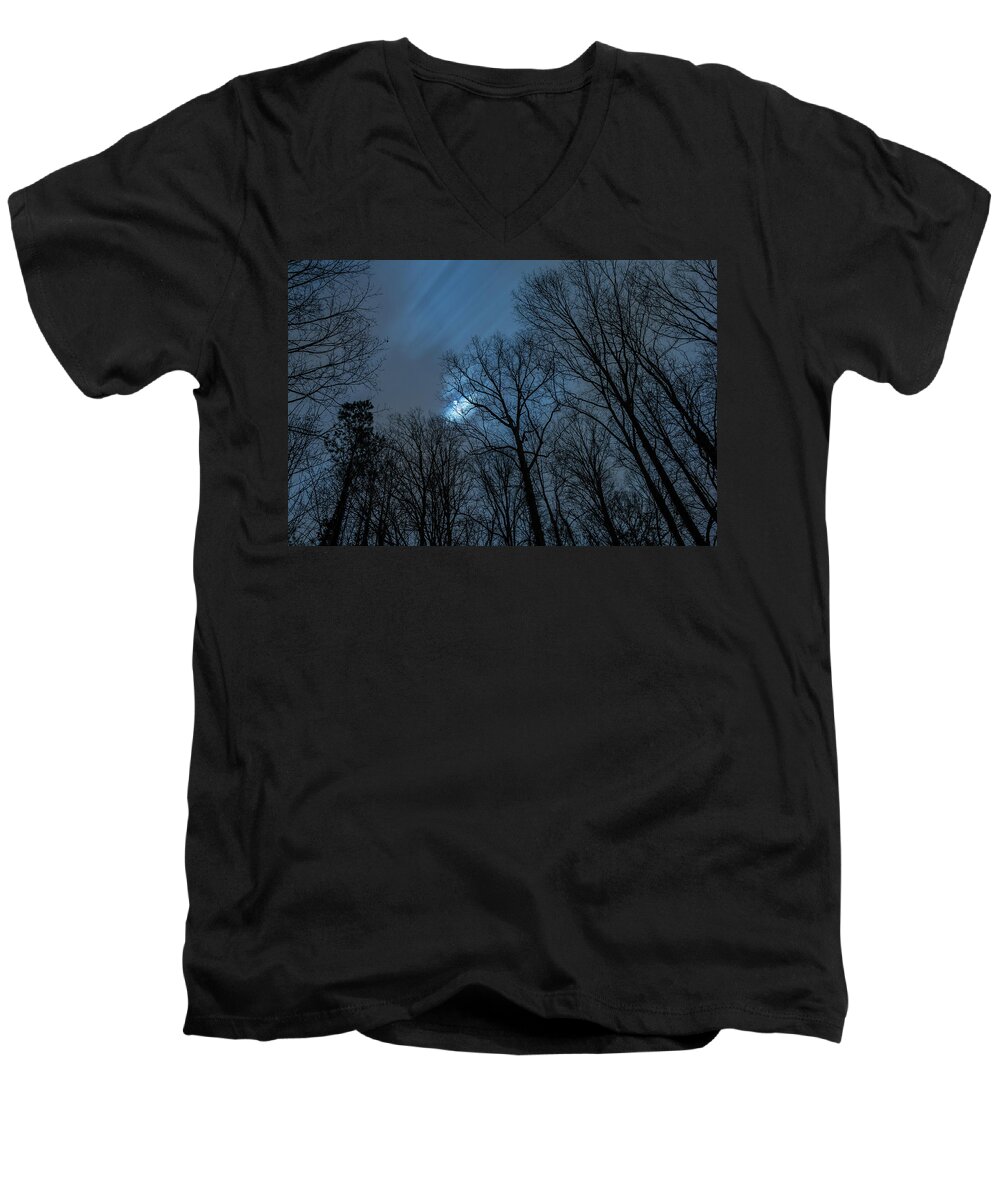 Backyard Men's V-Neck T-Shirt featuring the photograph Moonlit Sky by Rod Kaye