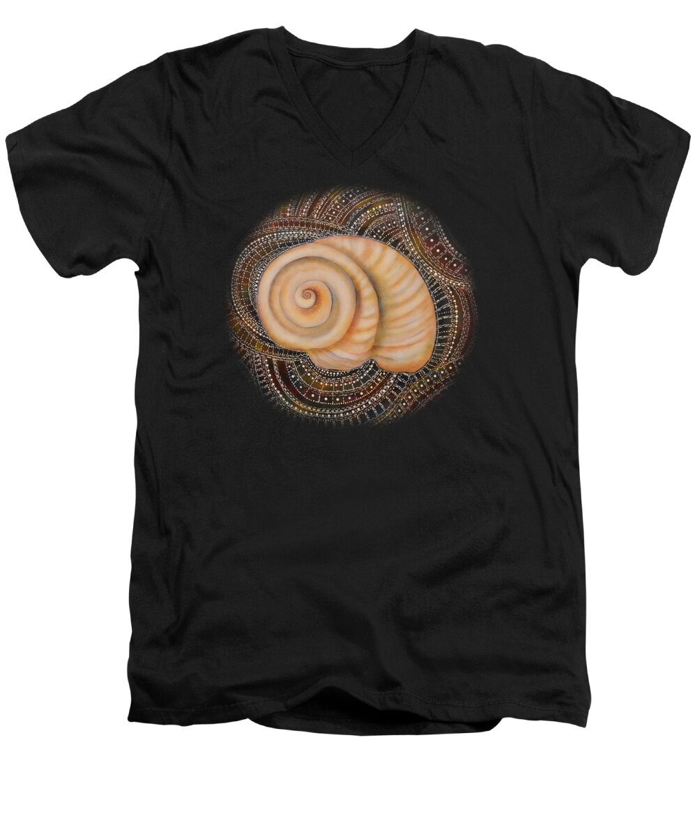 Mandala Art Men's V-Neck T-Shirt featuring the painting Moonsnail Mandala by Deborha Kerr