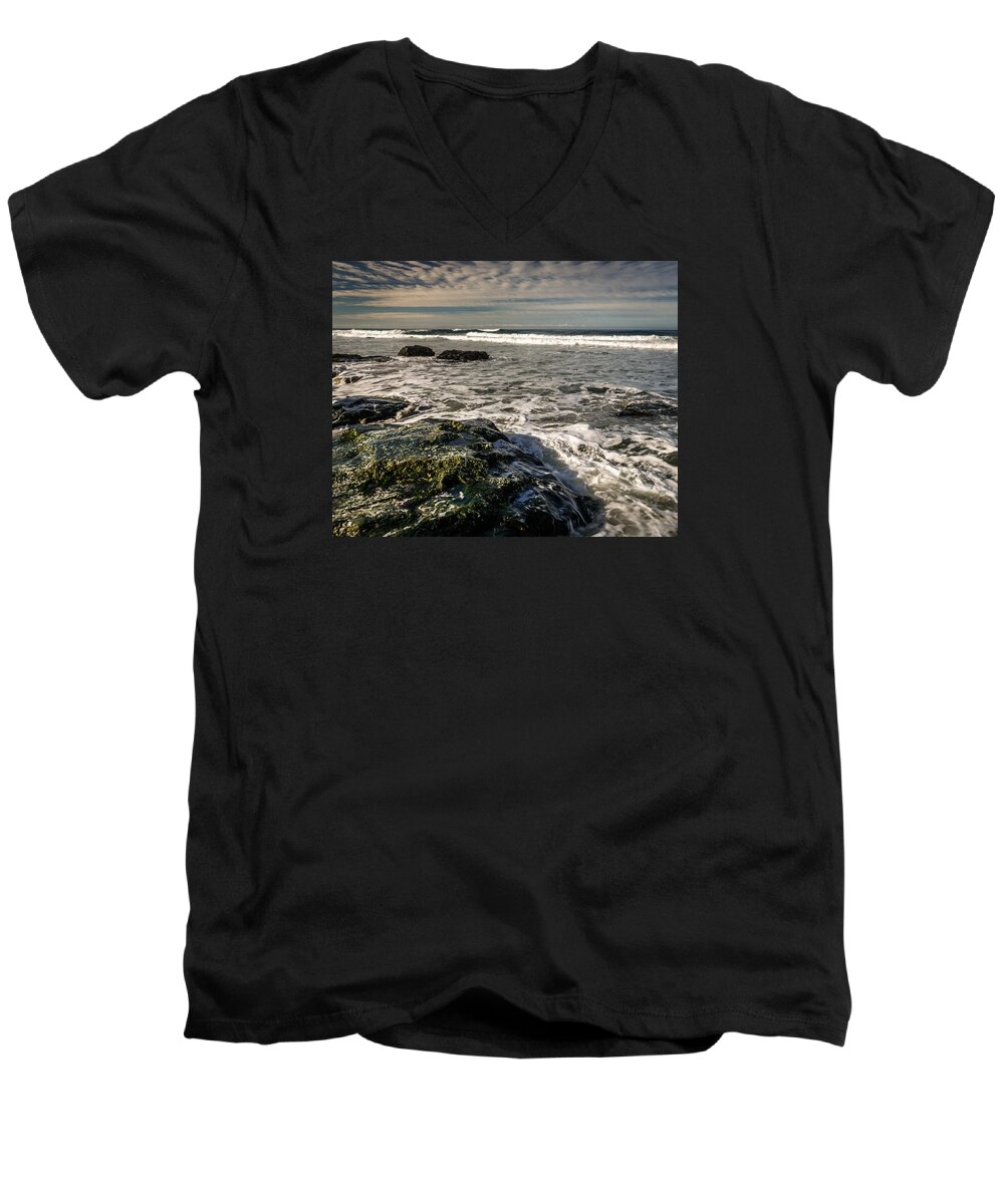 Perceptual Men's V-Neck T-Shirt featuring the photograph Morro Strand by Gary Migues
