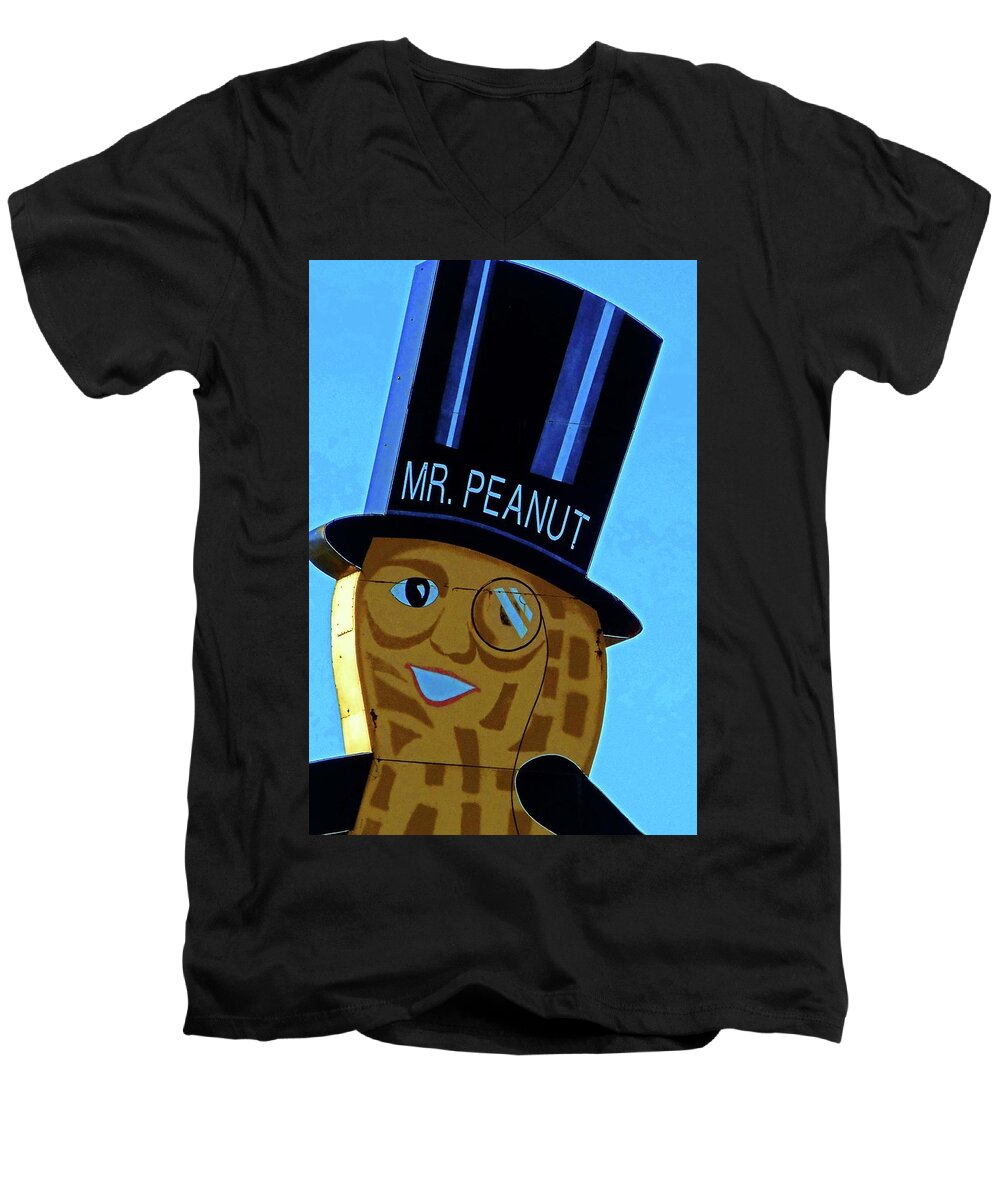 Fort Smith Men's V-Neck T-Shirt featuring the photograph Mr Peanut 2 by Ron Kandt