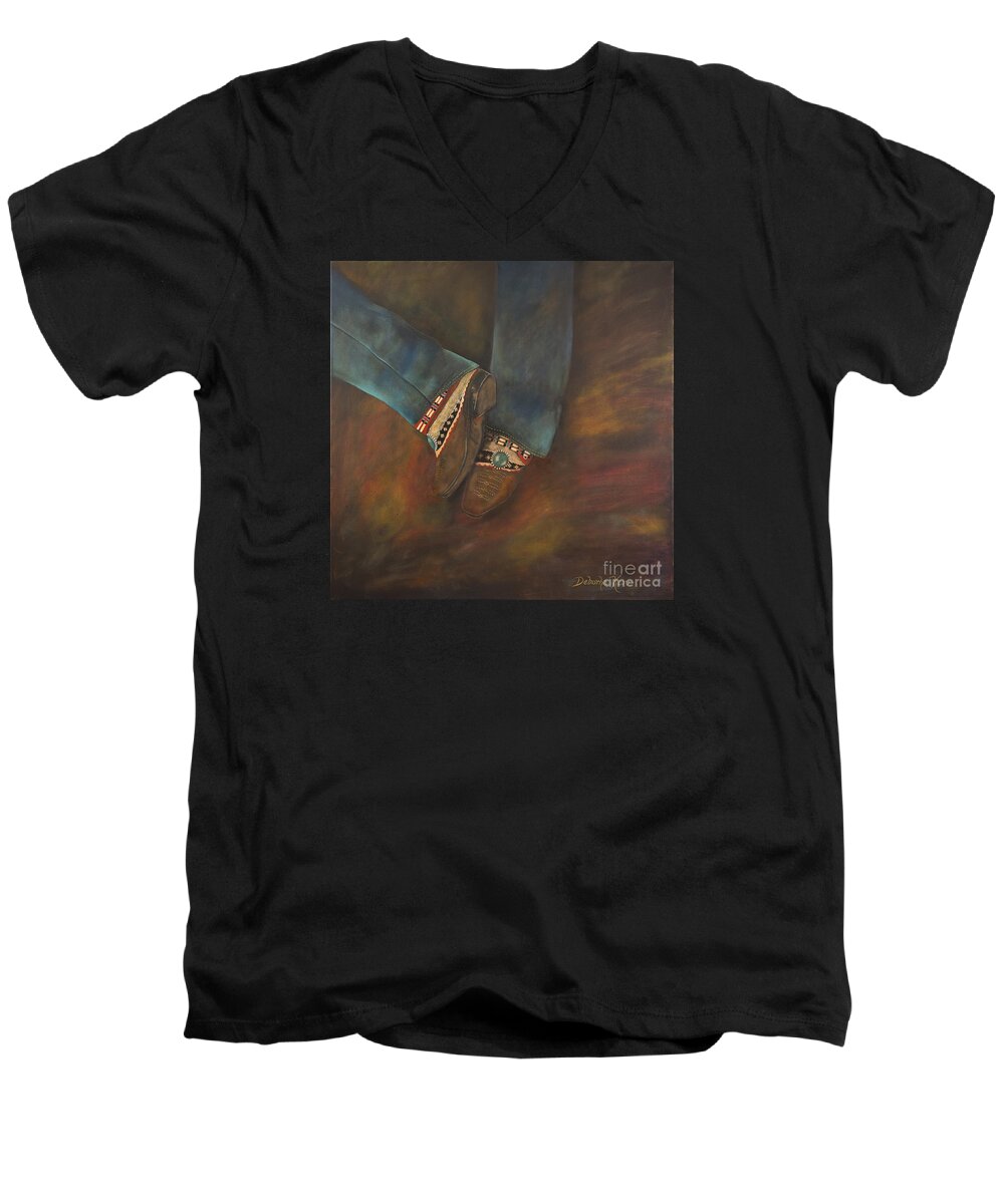 Boho Men's V-Neck T-Shirt featuring the painting My Boho Boots by Deborha Kerr