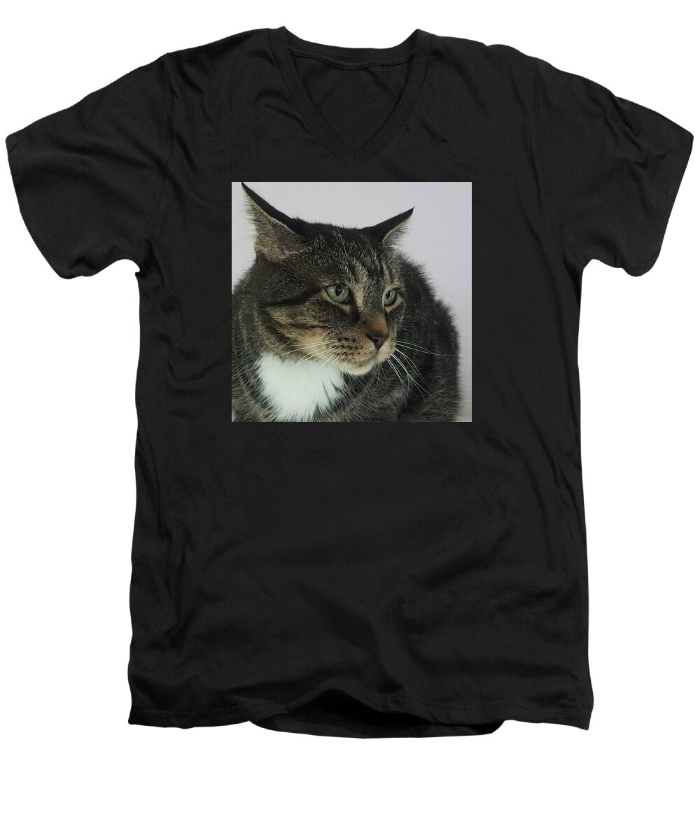 Petportrait Men's V-Neck T-Shirt featuring the photograph Wyatt by Andrew Pacheco