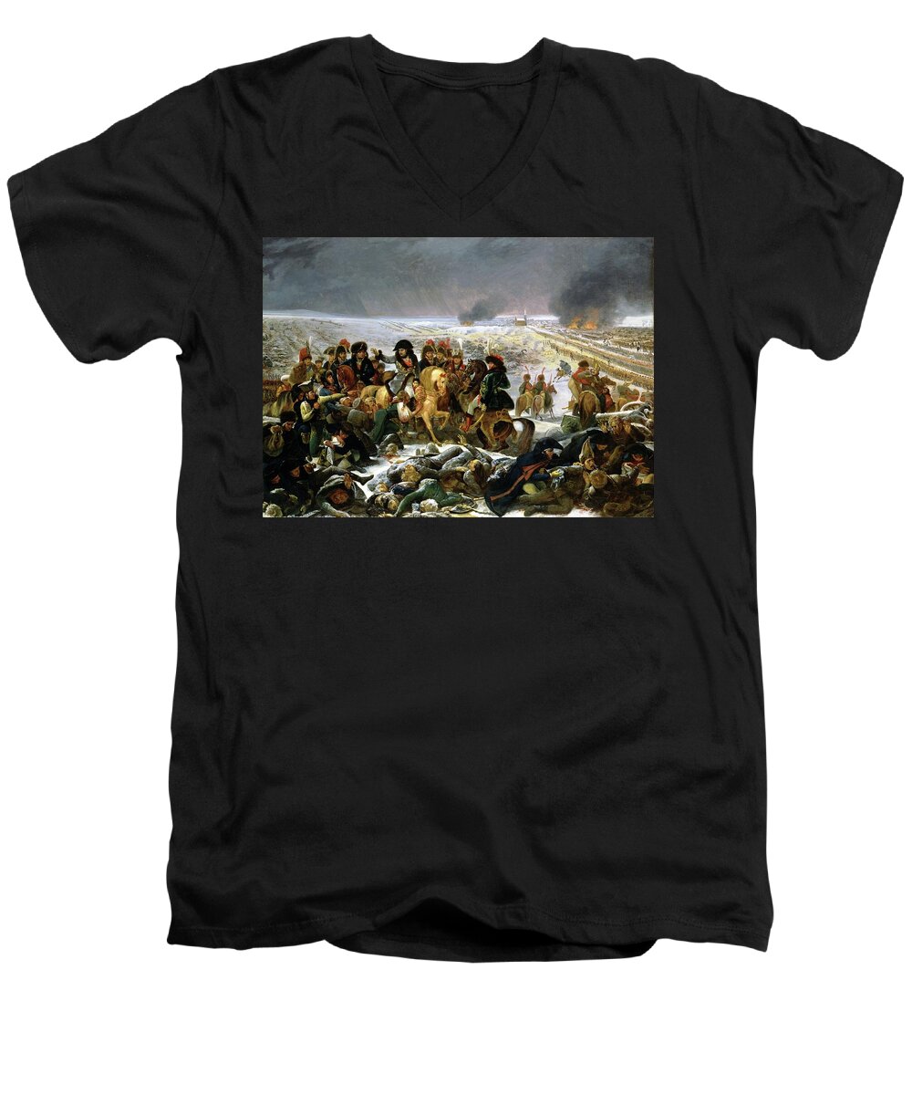 Napoleon Men's V-Neck T-Shirt featuring the painting Napoleon at Eylau by Antoine Jean Gros