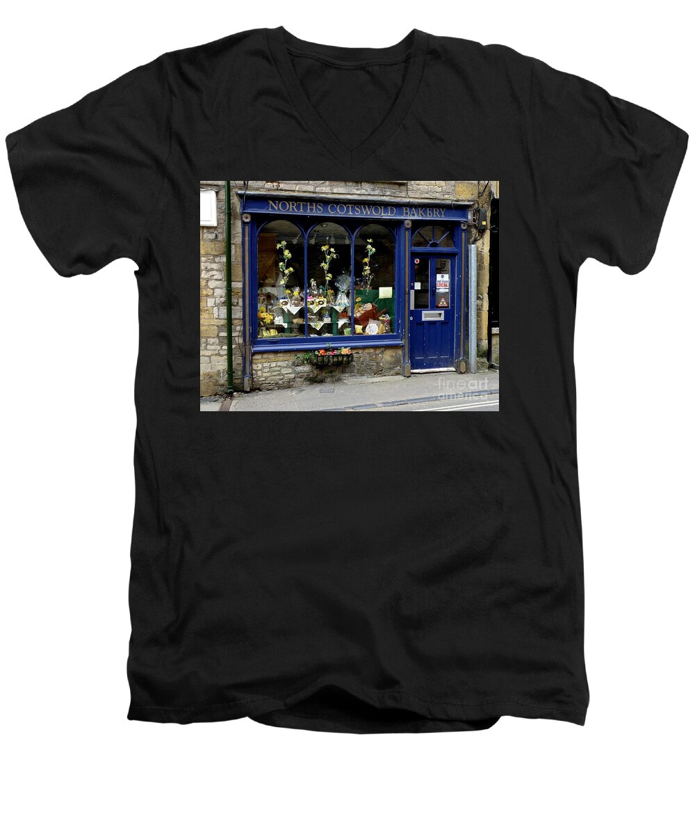 Bakery Men's V-Neck T-Shirt featuring the photograph North Cotswold Bakery by Lainie Wrightson