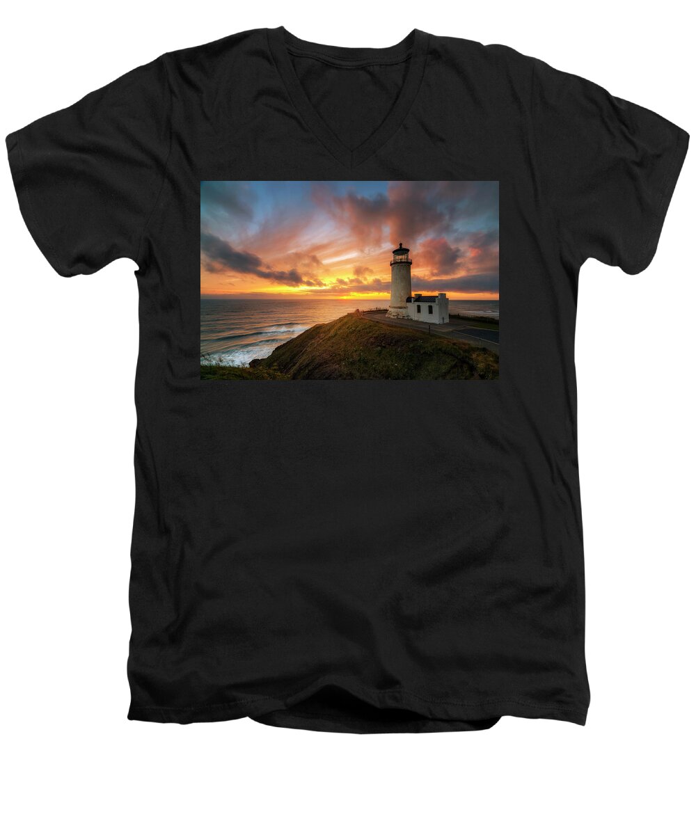 North Head Lighthouse Men's V-Neck T-Shirt featuring the photograph North Head Dreaming by Ryan Manuel