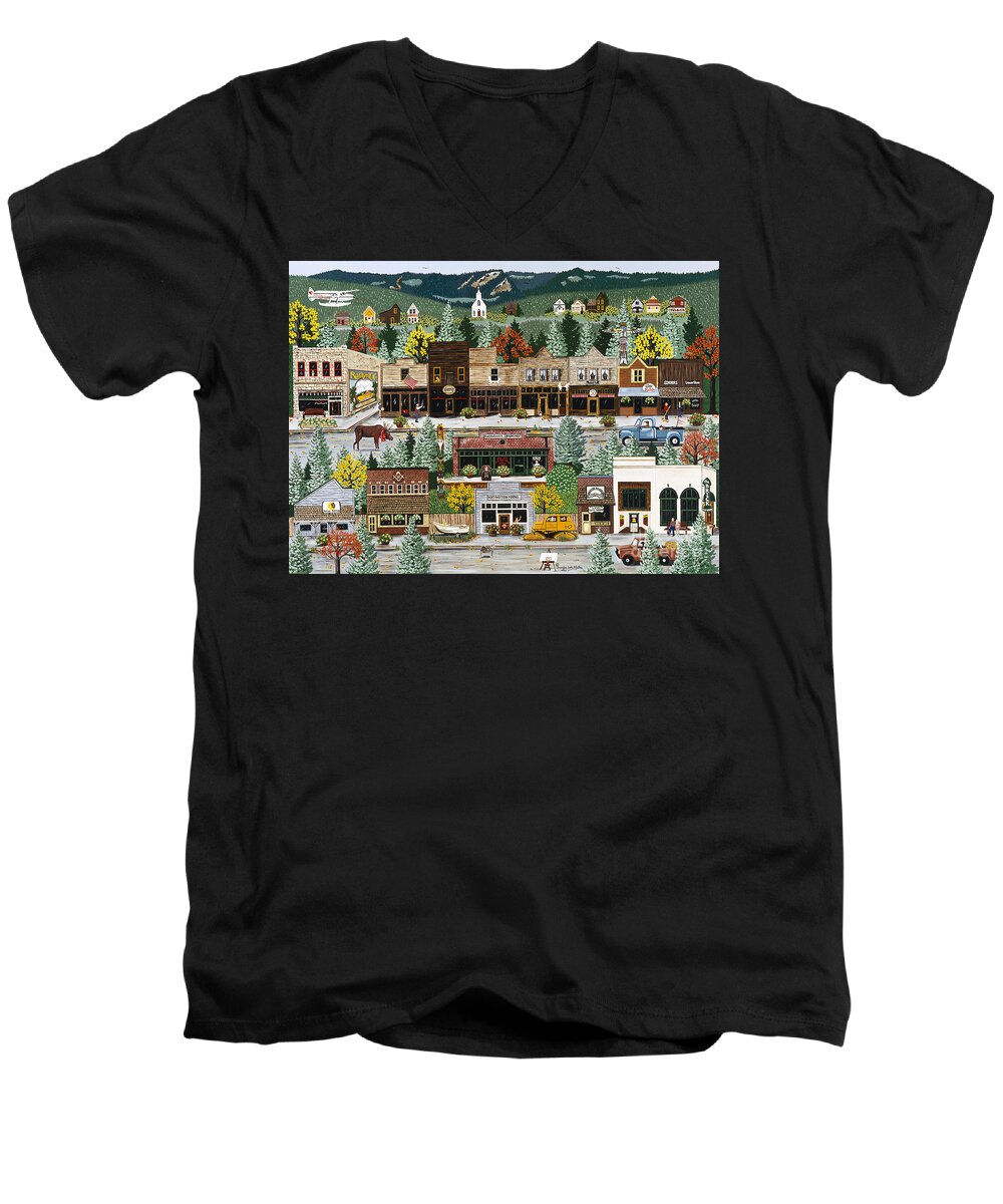 Tv Men's V-Neck T-Shirt featuring the painting Northern Exposure by Jennifer Lake
