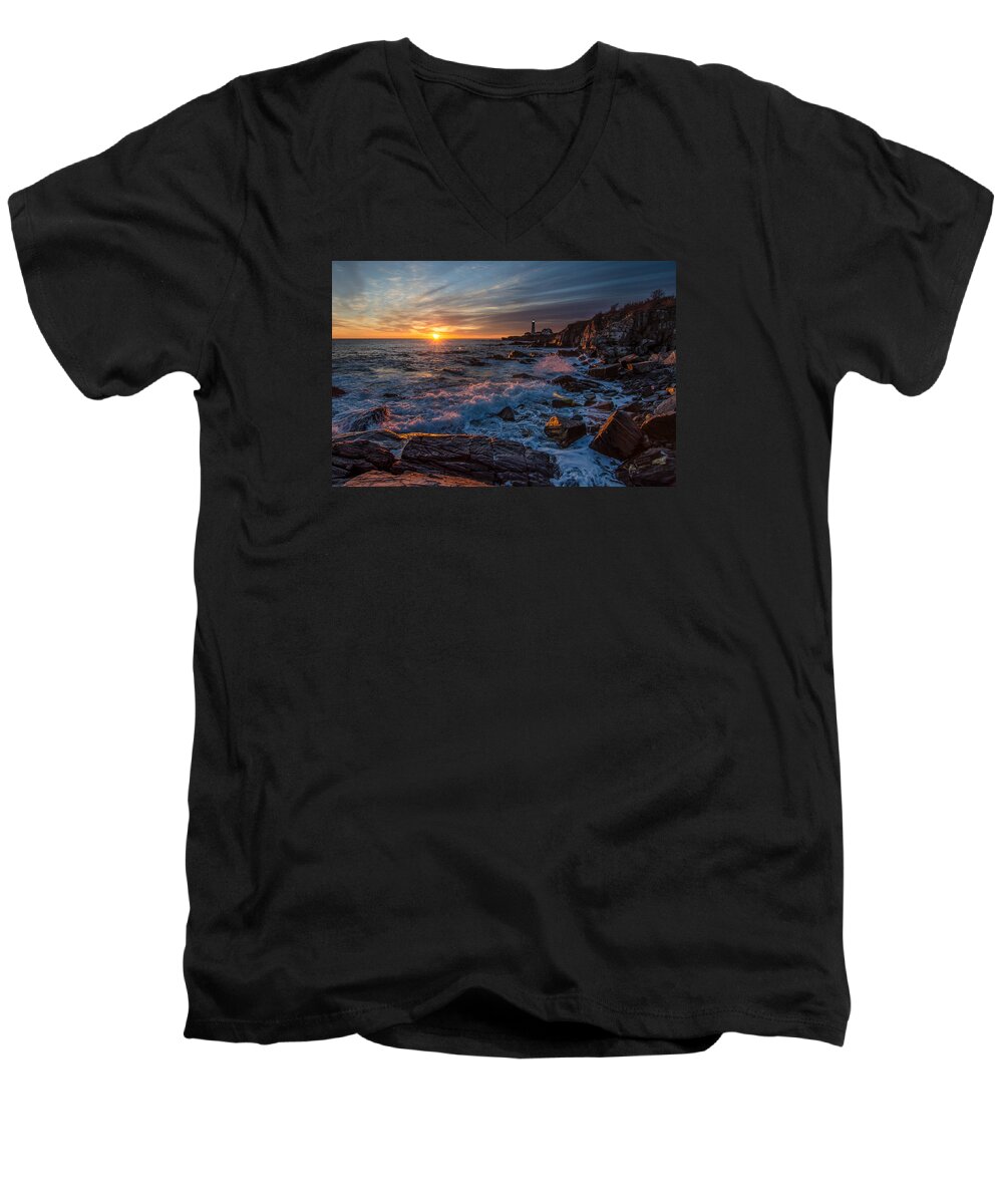 Maine Men's V-Neck T-Shirt featuring the photograph November Morning by Paul Noble