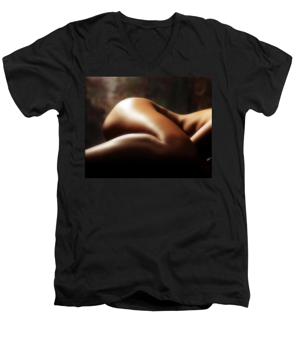 Nude Men's V-Neck T-Shirt featuring the photograph Curves by Anthony Jones