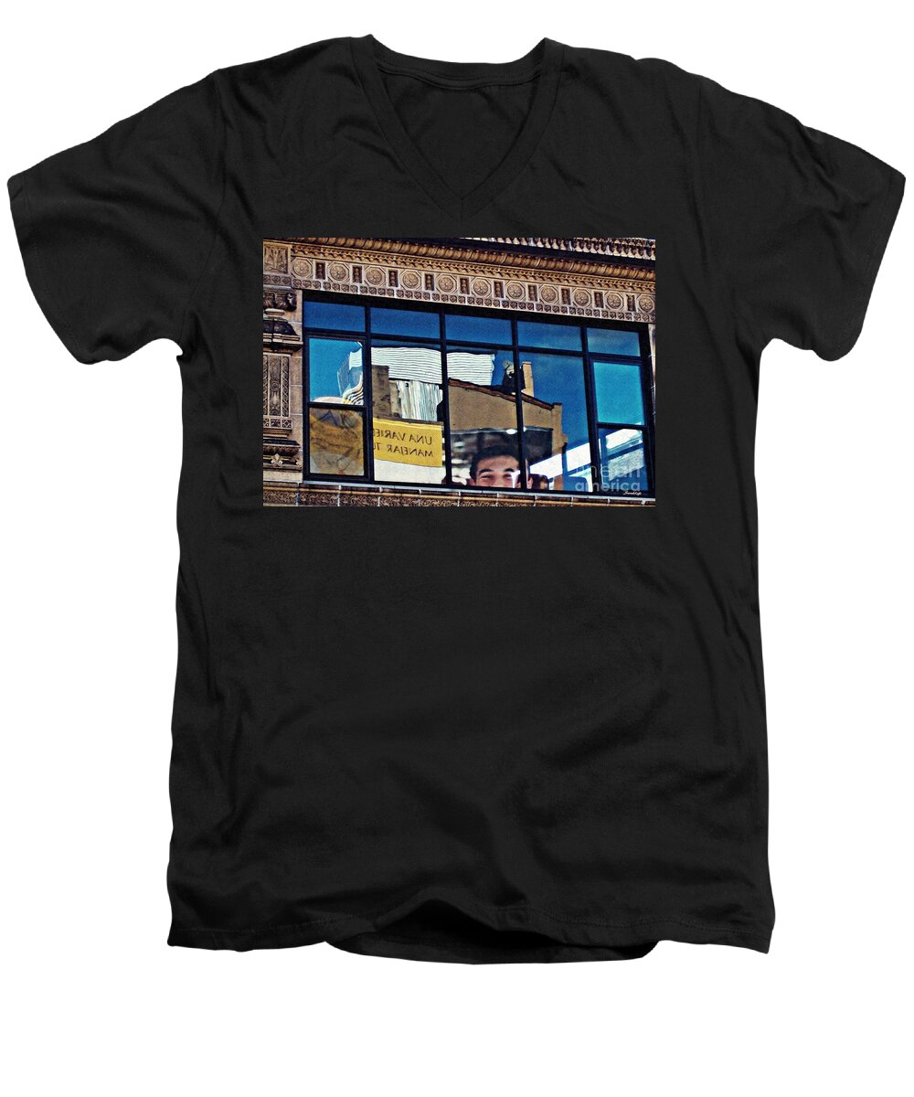 Window Men's V-Neck T-Shirt featuring the photograph O Happy Day by Sarah Loft