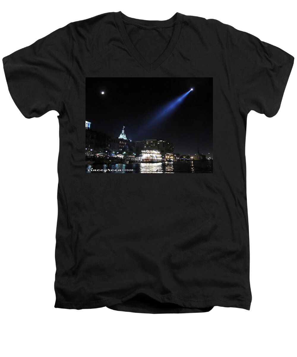 Savannah Men's V-Neck T-Shirt featuring the digital art Oft Missed Magic of Savannah by Vincent Green