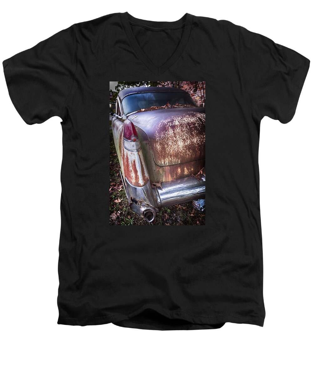 Cadillac Men's V-Neck T-Shirt featuring the photograph Old Caddy by Alan Raasch