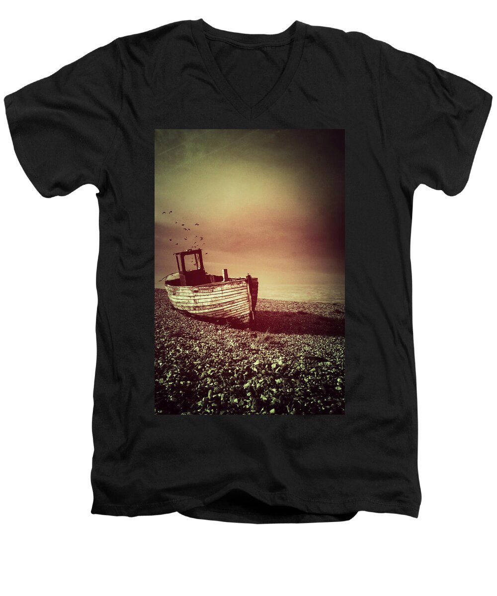 Boat Men's V-Neck T-Shirt featuring the photograph Old Wooden Boat by Ethiriel Photography