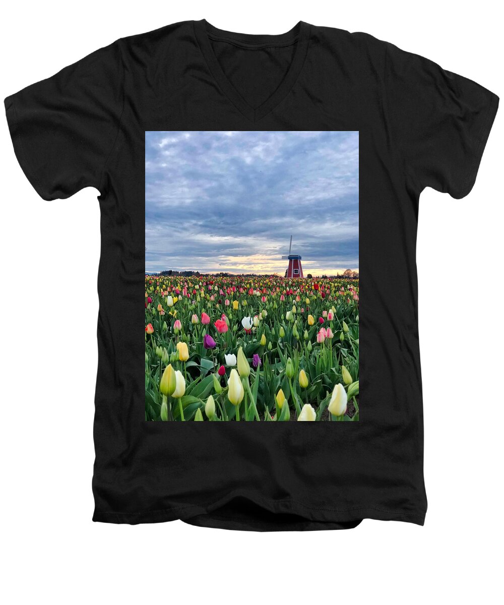Tulip Men's V-Neck T-Shirt featuring the photograph Ominous Spring Skies by Brian Eberly