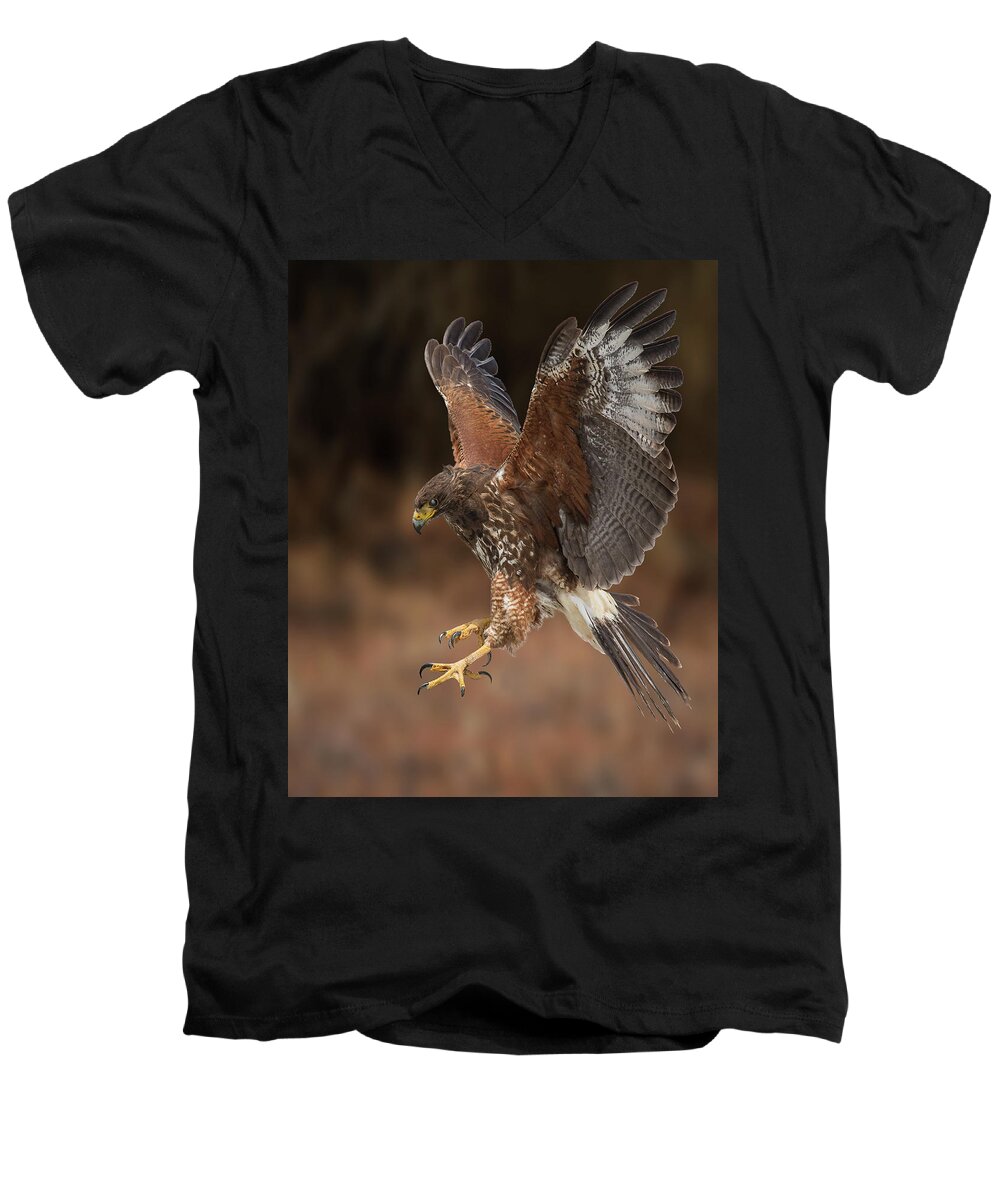 Bird Men's V-Neck T-Shirt featuring the photograph On Target by Bruce Bonnett