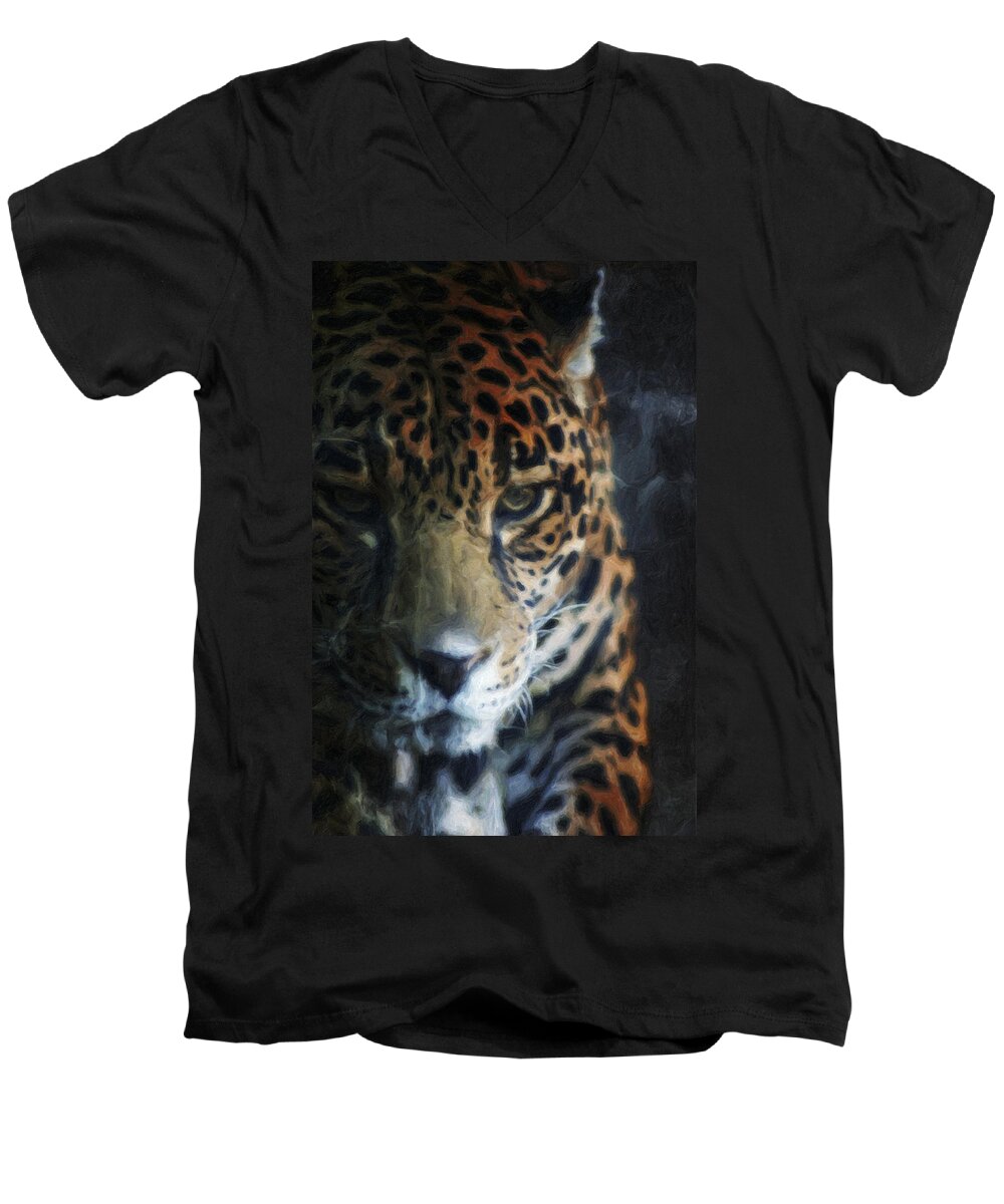 Tiger Men's V-Neck T-Shirt featuring the photograph On The Prowl by Trish Tritz
