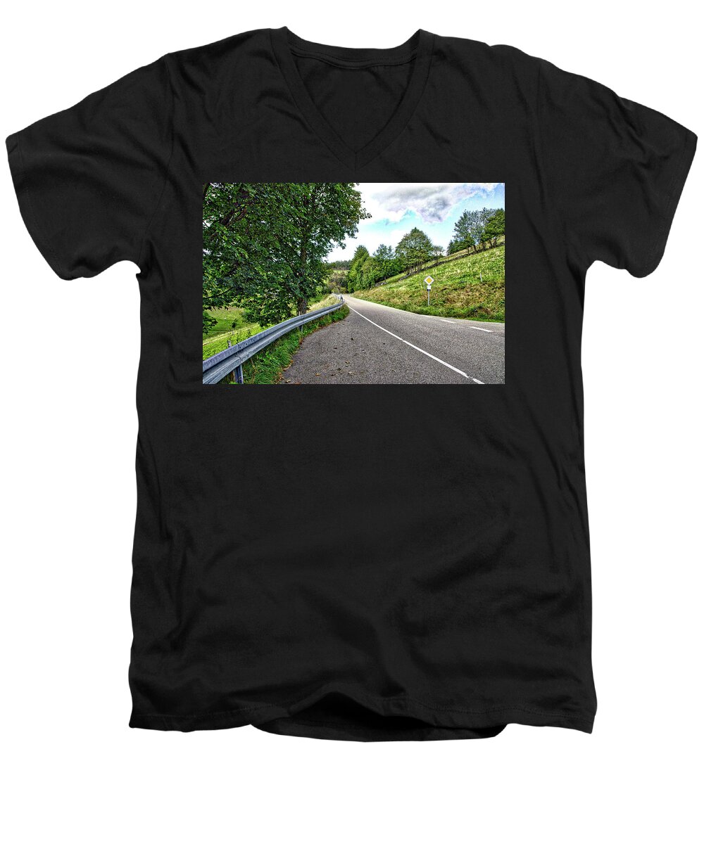 Road Men's V-Neck T-Shirt featuring the photograph On the road by Ingrid Dendievel
