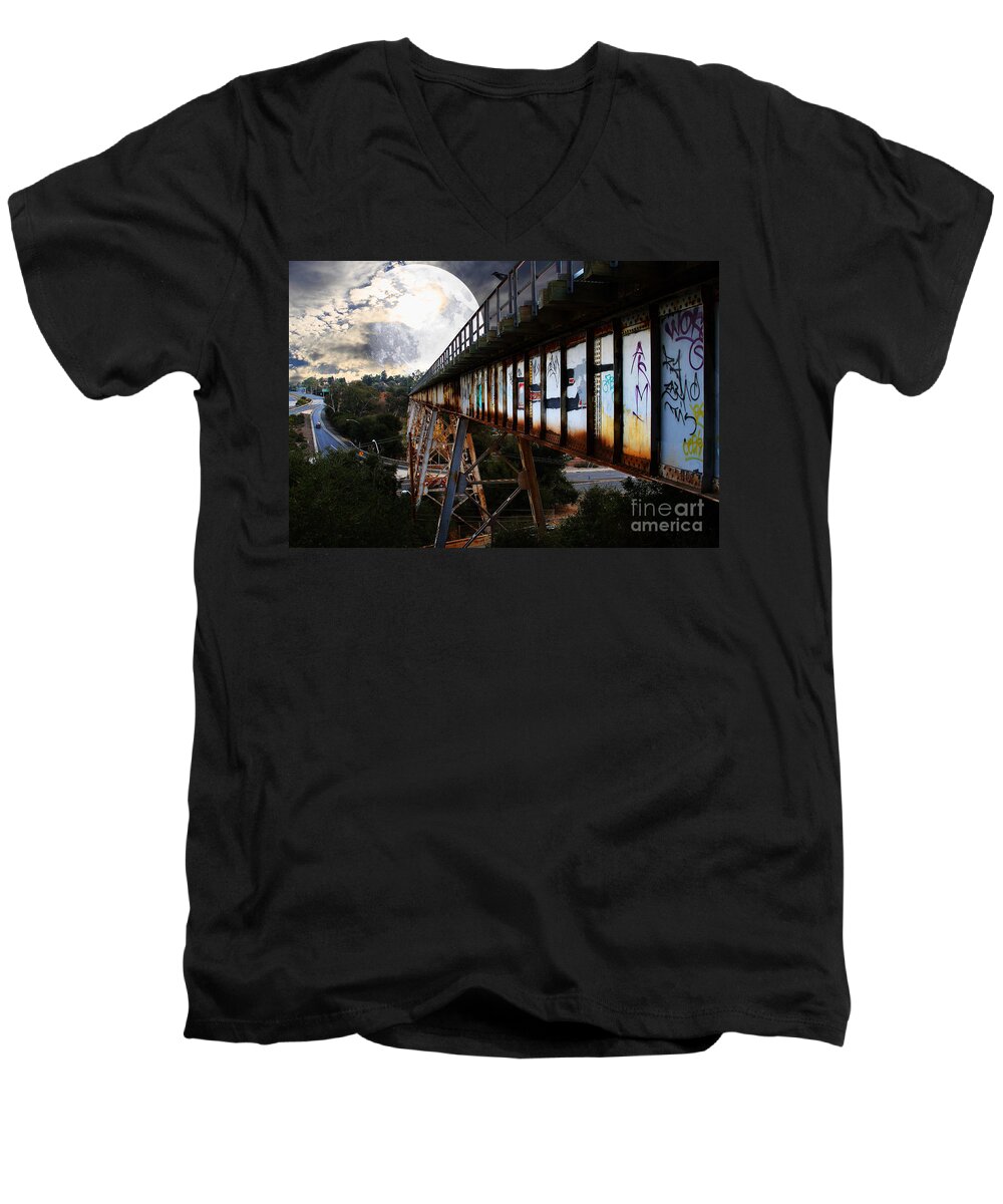 Wingsdomain Men's V-Neck T-Shirt featuring the photograph Once Upon A Time In Any Town USA by San Francisco