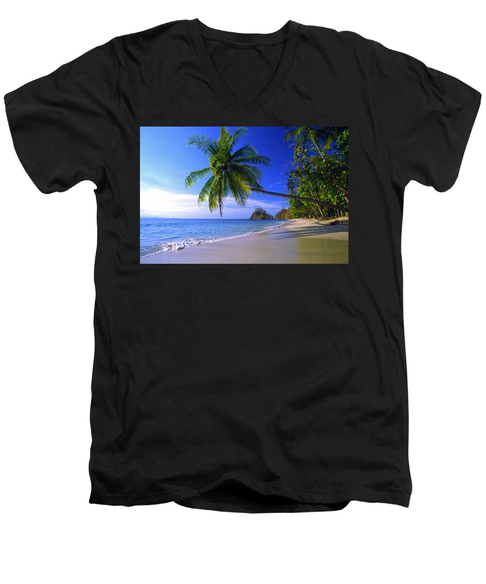 Costa Rica Men's V-Neck T-Shirt featuring the photograph Pacific Coast beach, Costa Rica by Gary Corbett