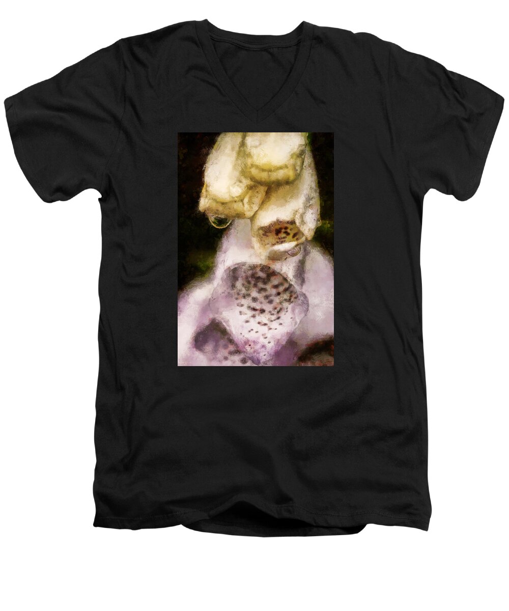 Flower Men's V-Neck T-Shirt featuring the digital art Painted Droplets by Cameron Wood