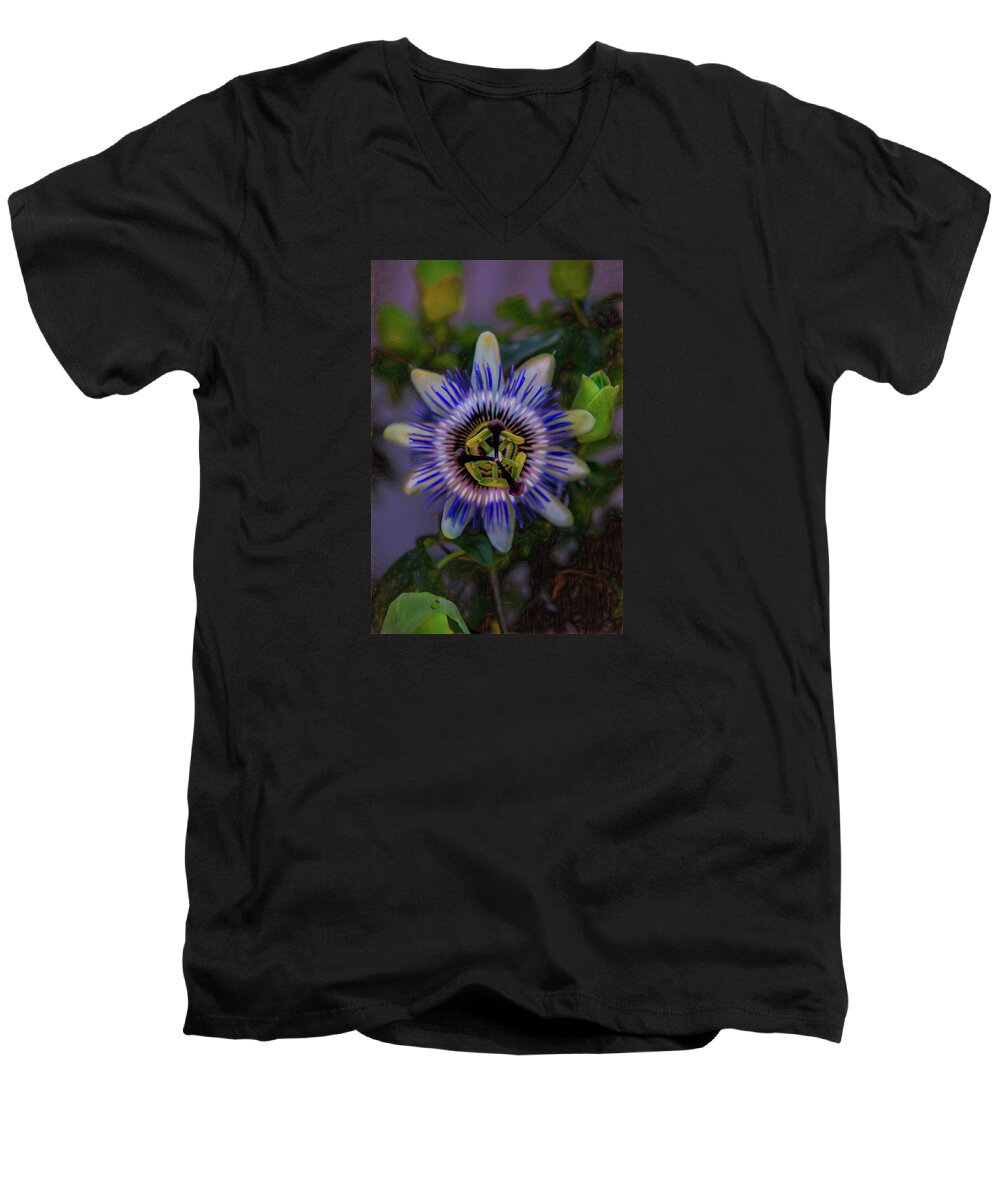 Flower Men's V-Neck T-Shirt featuring the photograph Passion Flower by Patricia Dennis