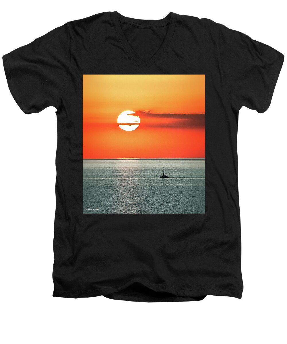 Beach Men's V-Neck T-Shirt featuring the photograph Peaceful Easy Feeling by Rebecca Samler