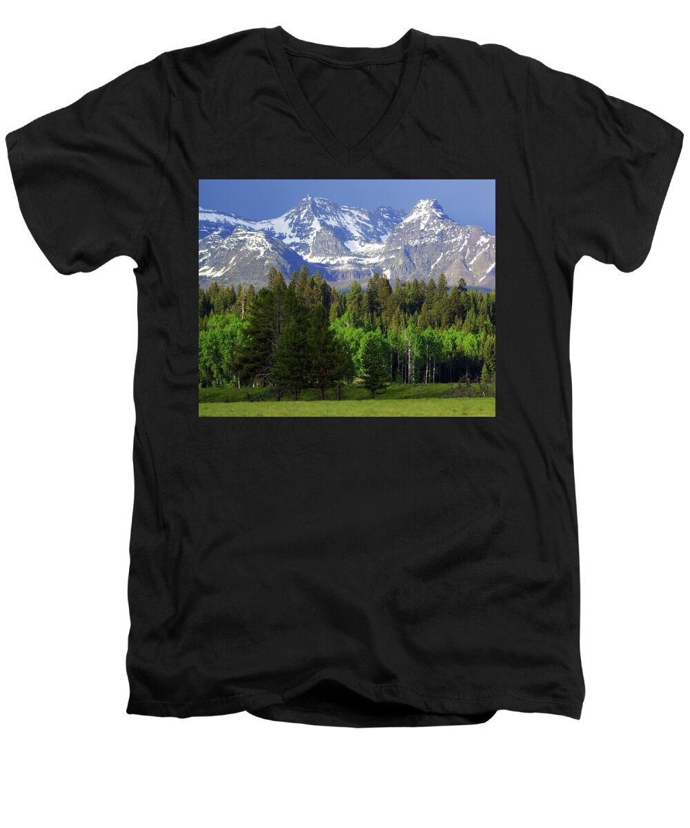 Mountains Men's V-Neck T-Shirt featuring the photograph Peaks by Marty Koch
