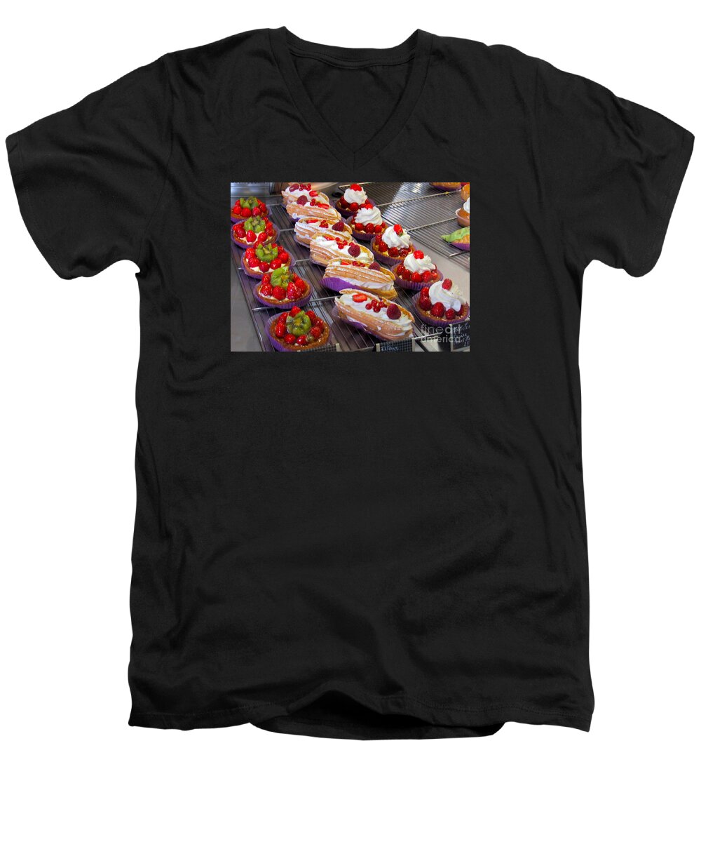 French Pastries Men's V-Neck T-Shirt featuring the photograph Perfect Pastries by Barbara Plattenburg