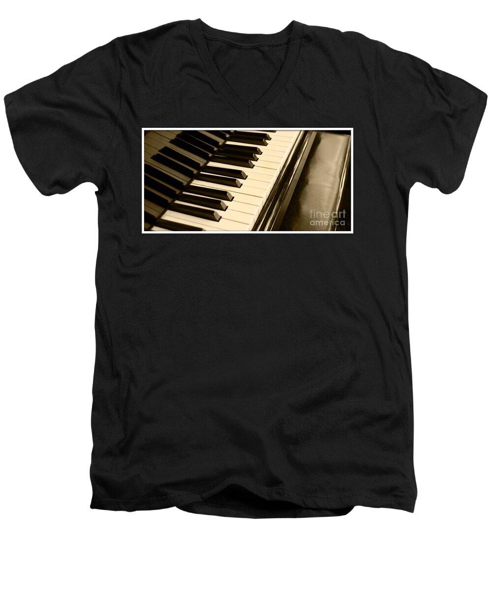 Piano Men's V-Neck T-Shirt featuring the photograph Piano by Charuhas Images