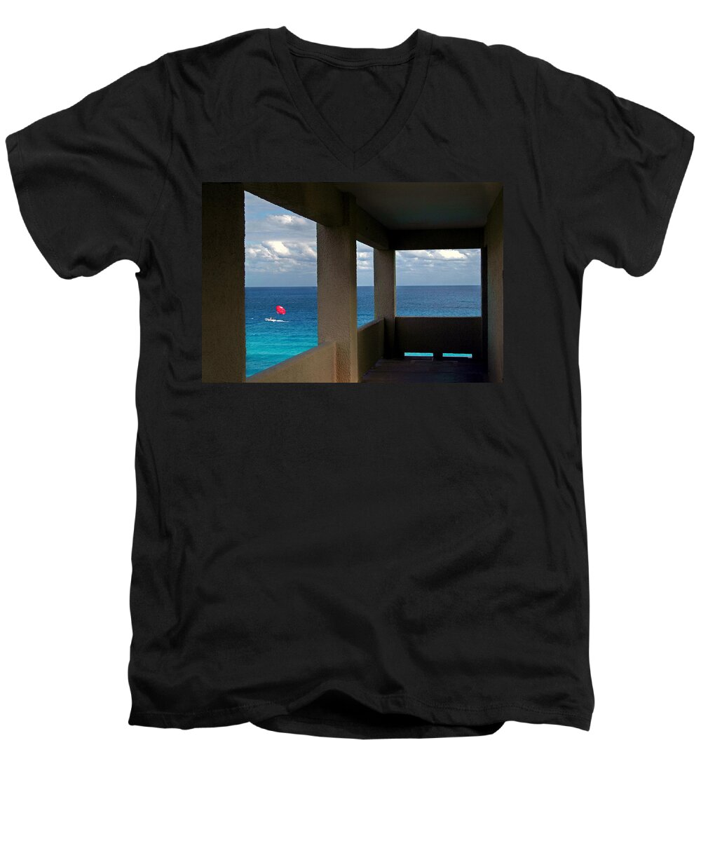 Parasail Men's V-Neck T-Shirt featuring the photograph Picture Windows by Mark Madere