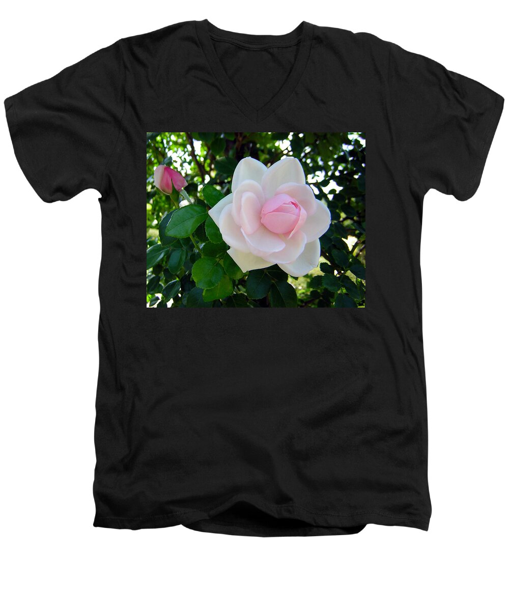 Rose Men's V-Neck T-Shirt featuring the photograph Pink Rose 2 by George Jones
