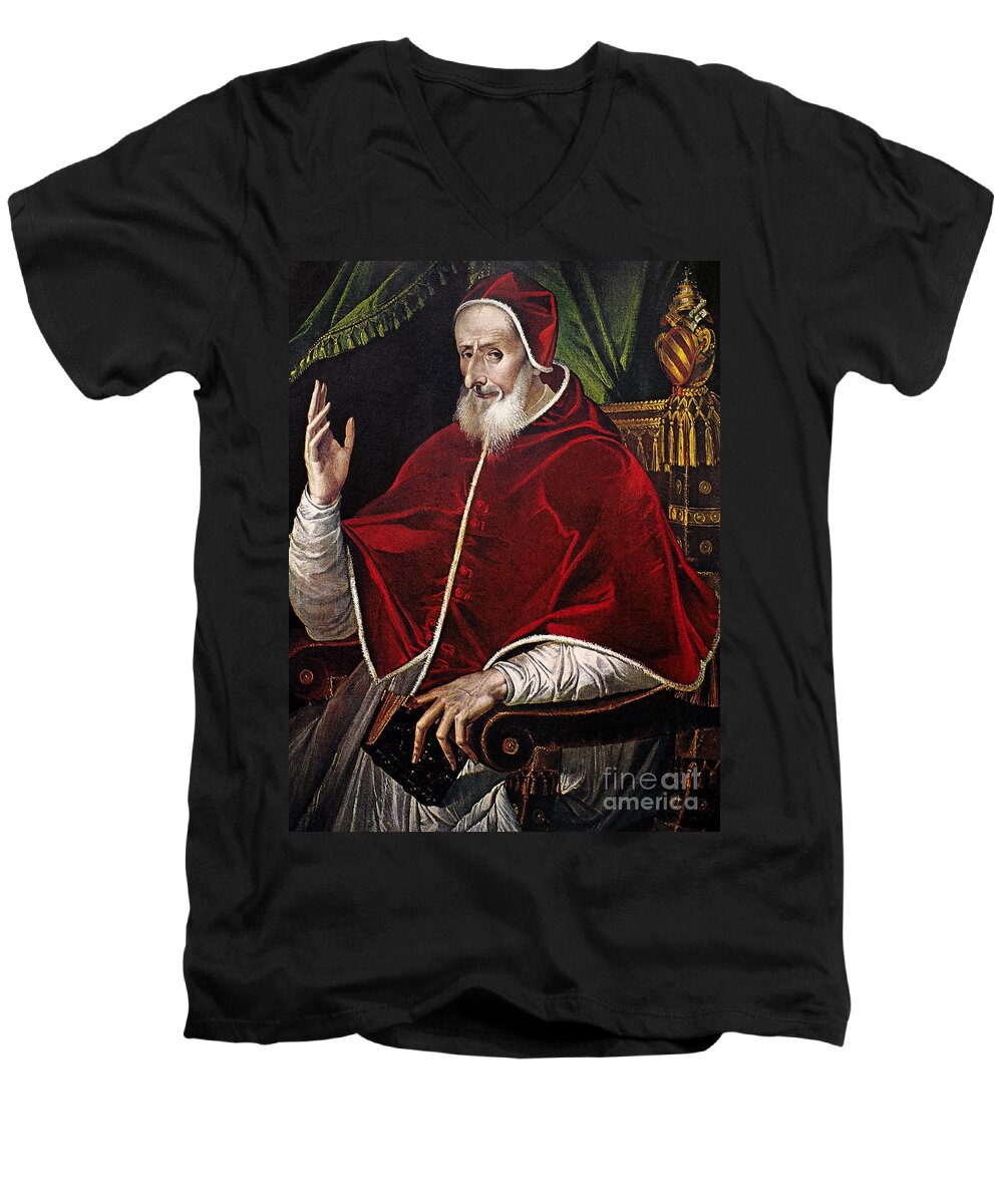 16th Century Men's V-Neck T-Shirt featuring the painting Pope Pius V by Granger