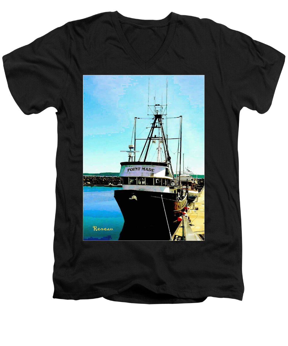 Boats Men's V-Neck T-Shirt featuring the photograph Point Made at Pt Townsend WA by A L Sadie Reneau