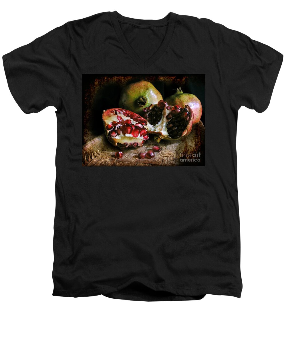 Art Men's V-Neck T-Shirt featuring the photograph Pomegranates n.2 by Silvia Ganora
