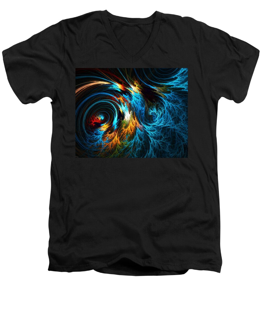 Poseidon Men's V-Neck T-Shirt featuring the digital art Poseidon's Wrath by Lourry Legarde