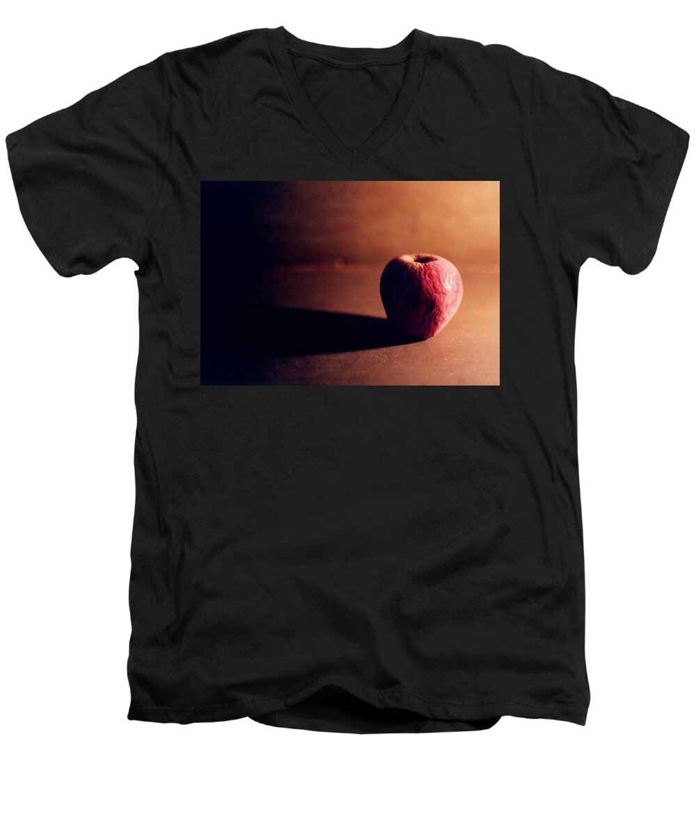 Shriveled Men's V-Neck T-Shirt featuring the photograph Pruned Apple Still Life by Michelle Calkins