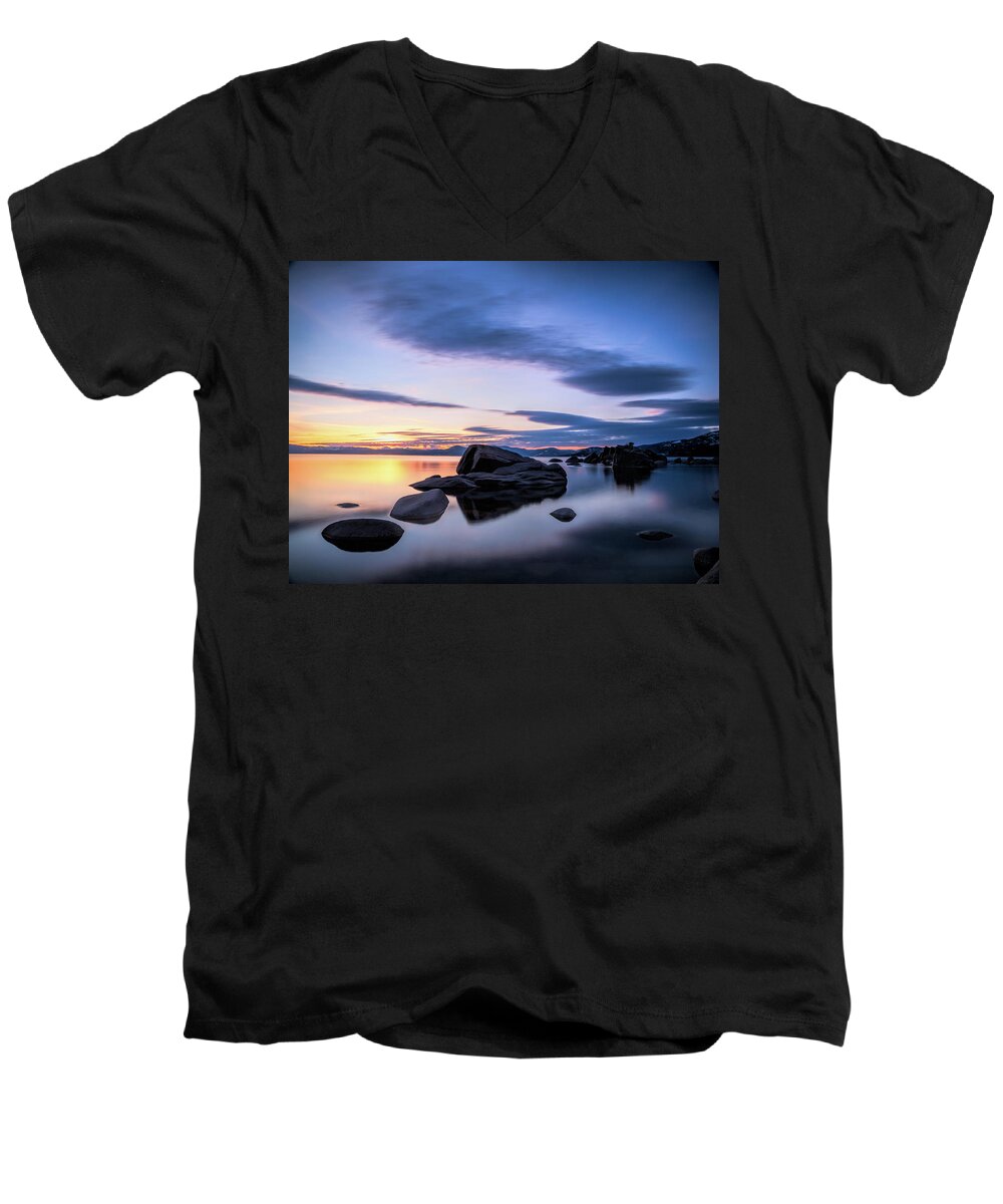 Lake Men's V-Neck T-Shirt featuring the photograph Quiet sunset by Martin Gollery