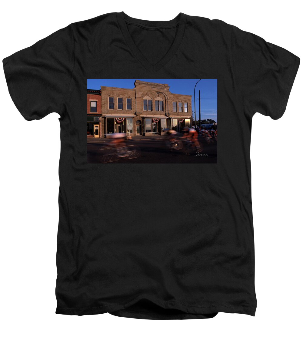 Color Men's V-Neck T-Shirt featuring the photograph Racing at the end of the Day by Frederic A Reinecke