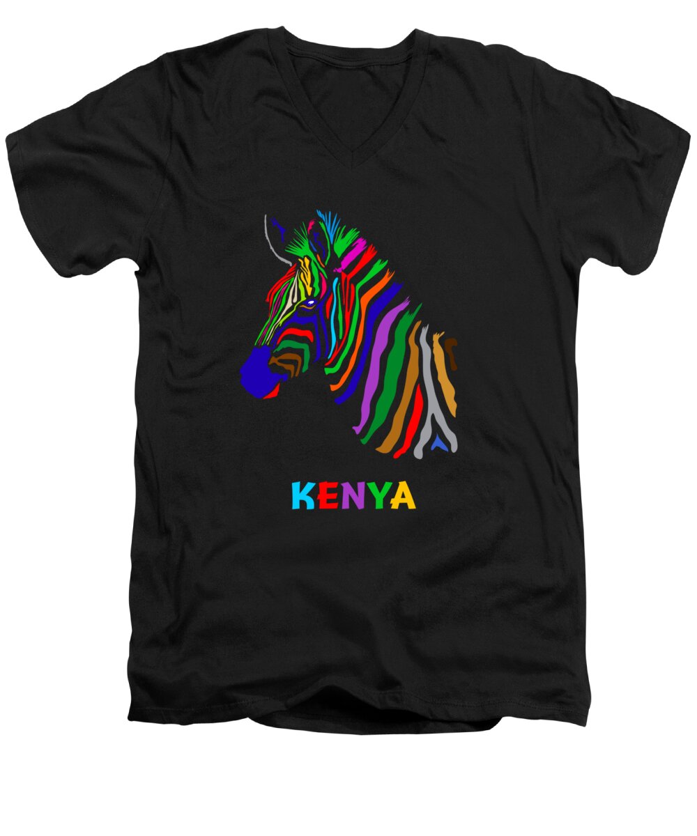 Wildlife Men's V-Neck T-Shirt featuring the digital art Rainbow by Anthony Mwangi