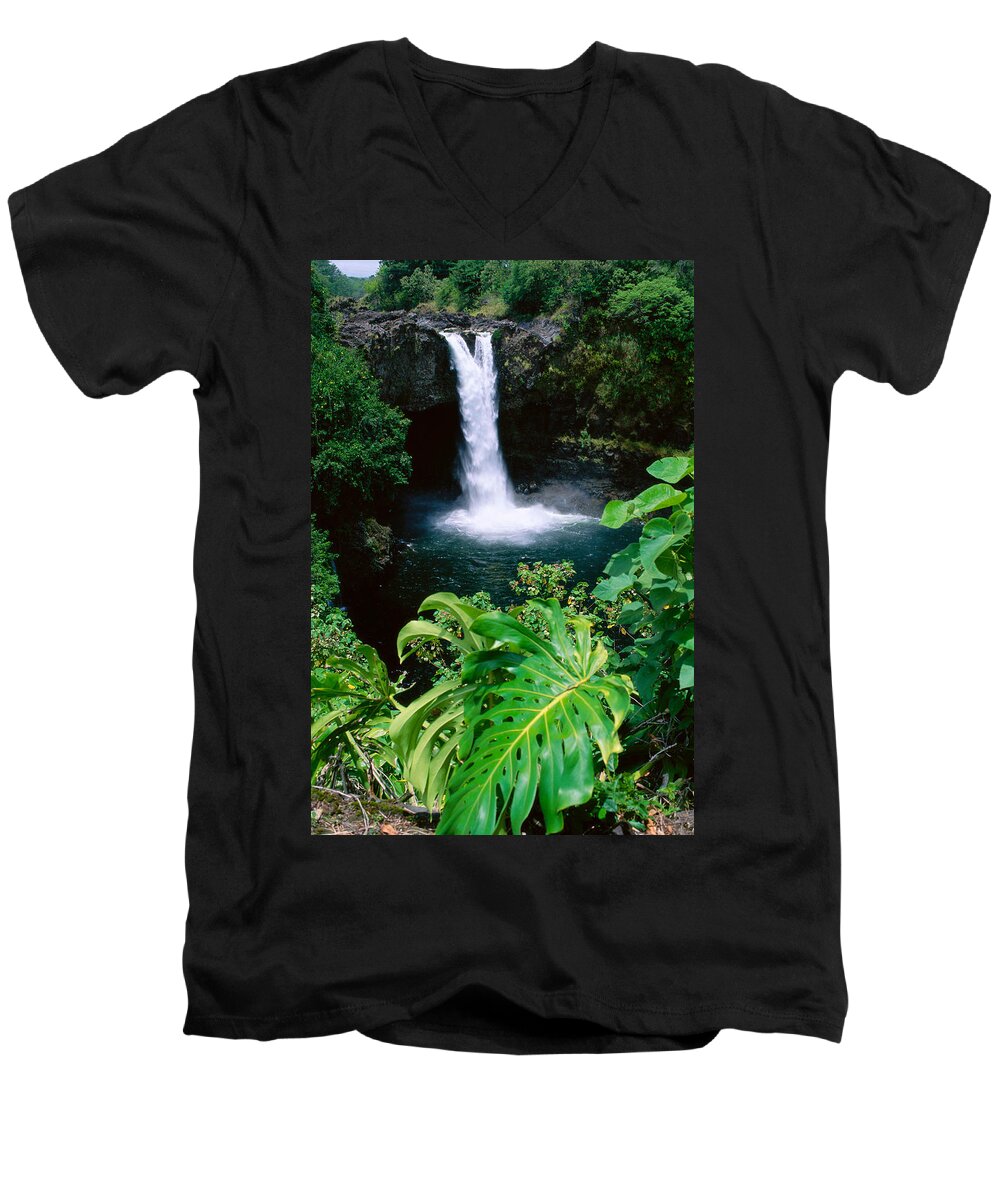 Afternoon Men's V-Neck T-Shirt featuring the photograph Rainbow Falls by Peter French - Printscapes