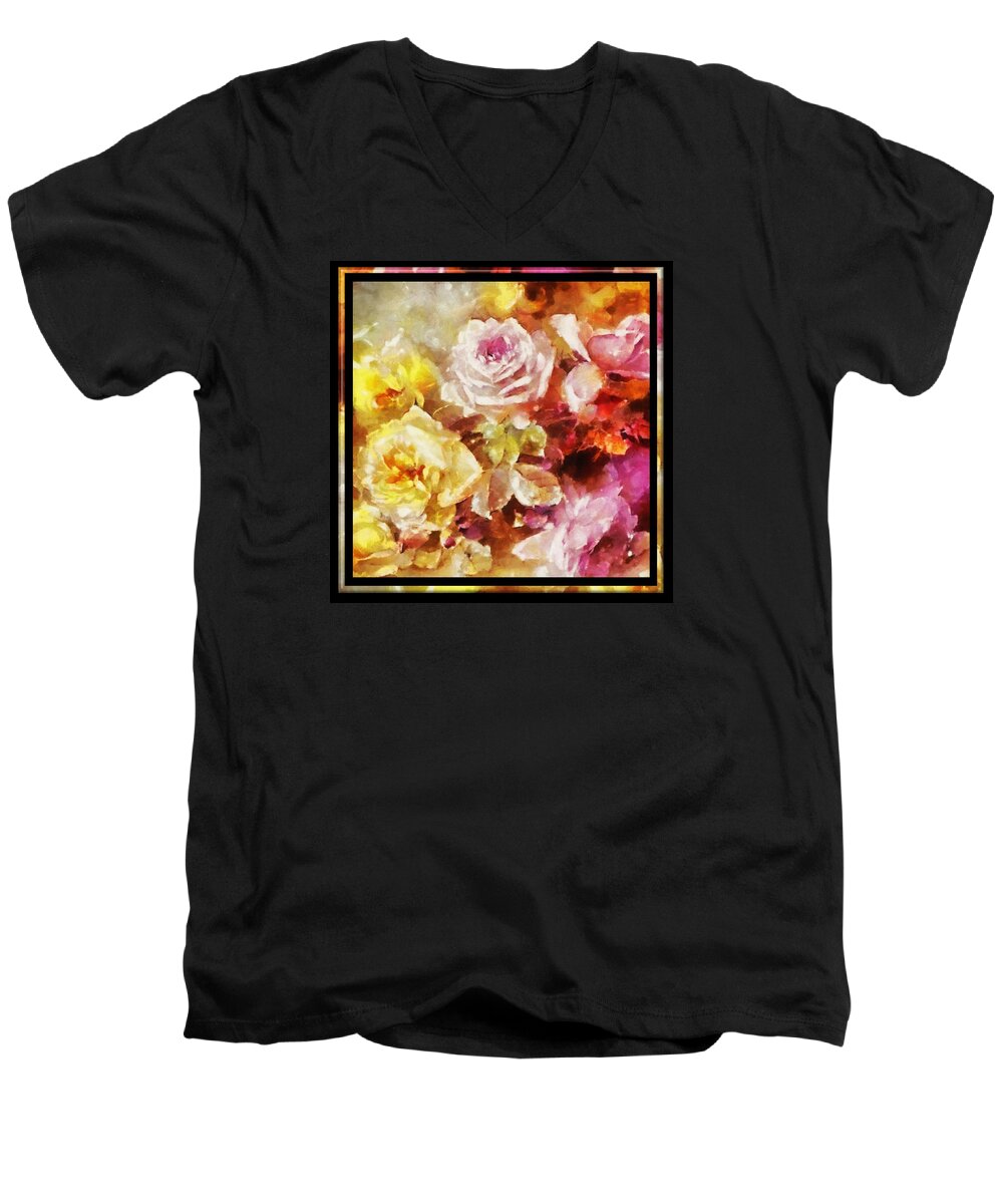 Roses Men's V-Neck T-Shirt featuring the digital art Ravishing Roses by Charmaine Zoe