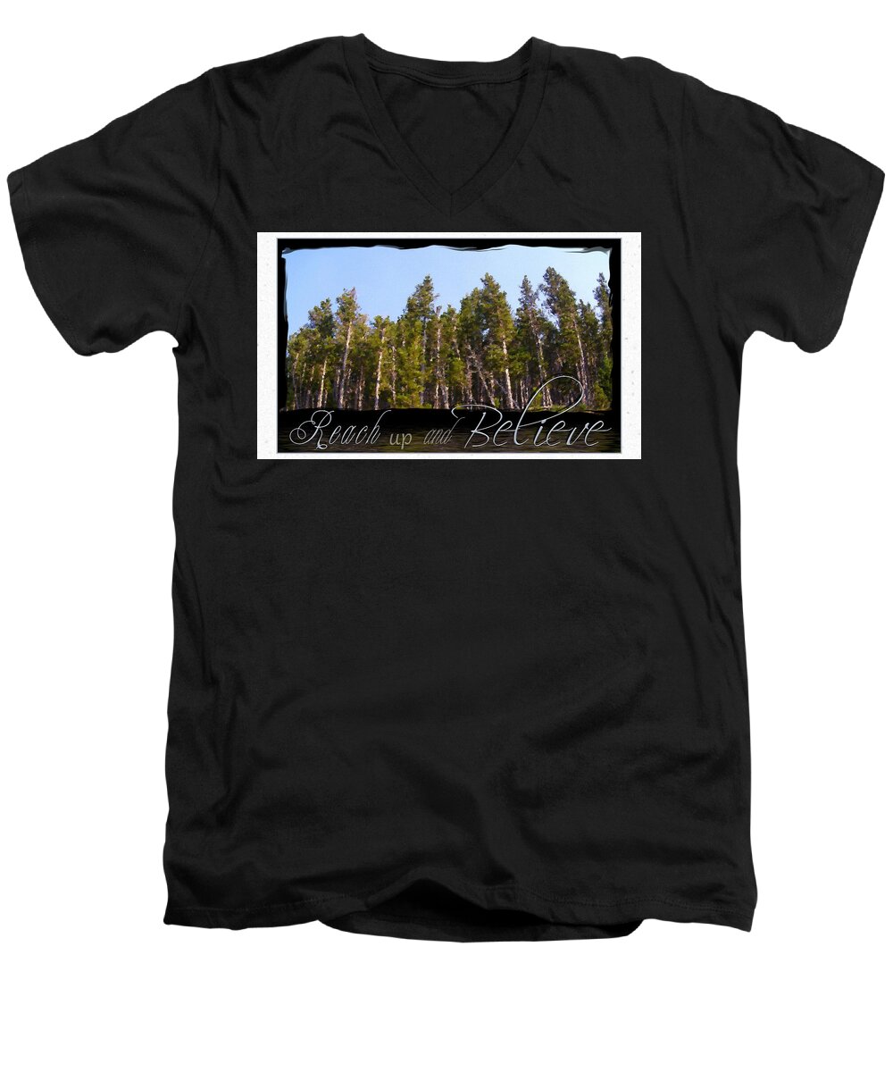 Inspiration Men's V-Neck T-Shirt featuring the photograph Reach Up And Believe by Susan Kinney